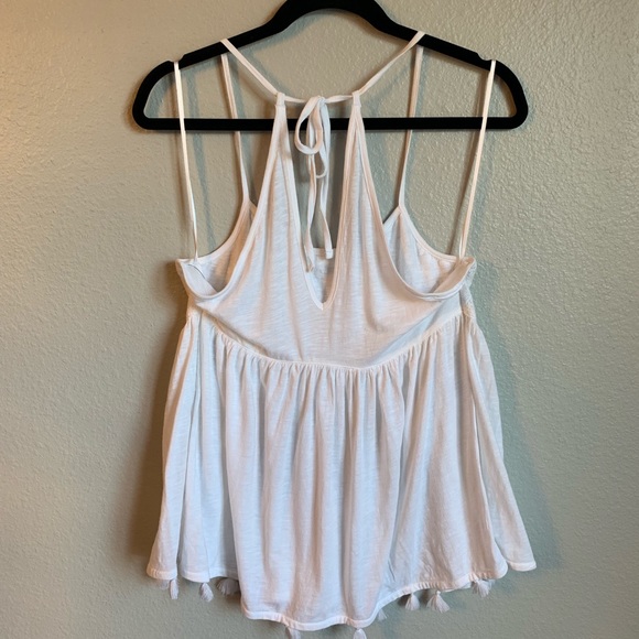 a.n.a White Spaghetti Strap Top w/ Lace & Tassels - Picture 2 of 8